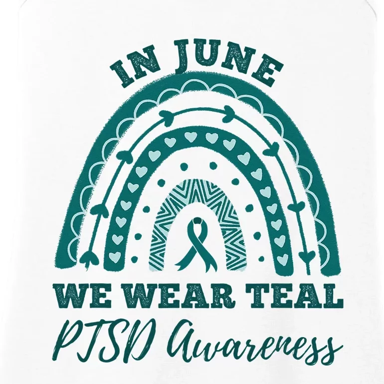 In June We Wear Teal PTSD Awareness Rainbow Ladies Essential Tank