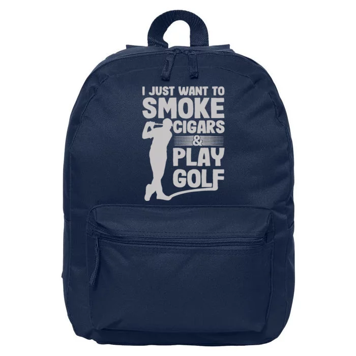 I Just Want to Smoke Cigars And Play Golf Funny Dad 16 in Basic Backpack