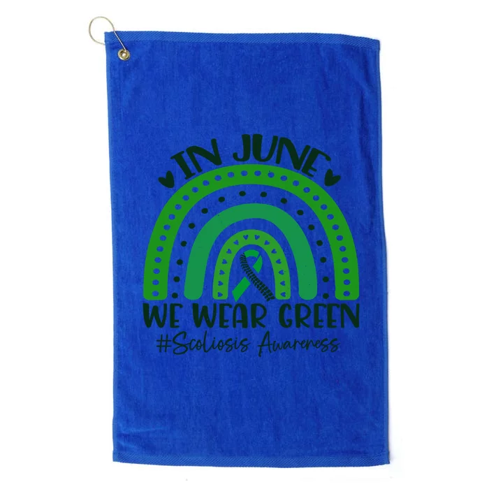 In June We Wear Green Rainbow Scoliosis Awareness Month Great Gift Platinum Collection Golf Towel