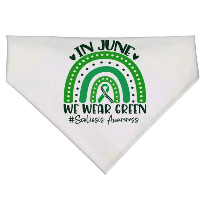 In June We Wear Green Rainbow Scoliosis Awareness Month Great Gift USA-Made Doggie Bandana