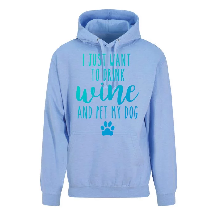 I Just Want To Wine And Pet My Dog Funny Dog Lover Meaningful Gift Unisex Surf Hoodie