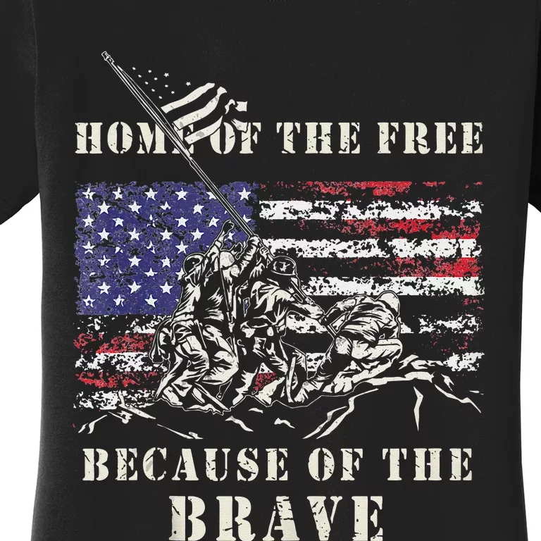 Iwo Jima WWII Veteran Memorial Day USA Flag Army Patriotic Women's T-Shirt