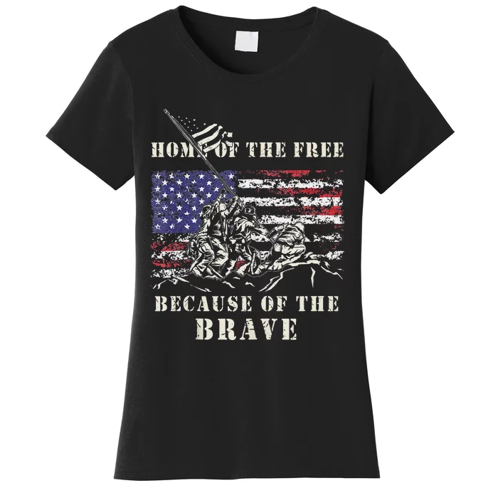 Iwo Jima WWII Veteran Memorial Day USA Flag Army Patriotic Women's T-Shirt