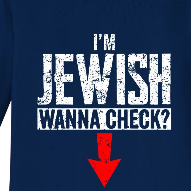 IM Jewish Wanna Check Hebrew Hanukkah Passover Brit Milah Baby Long Sleeve Bodysuit