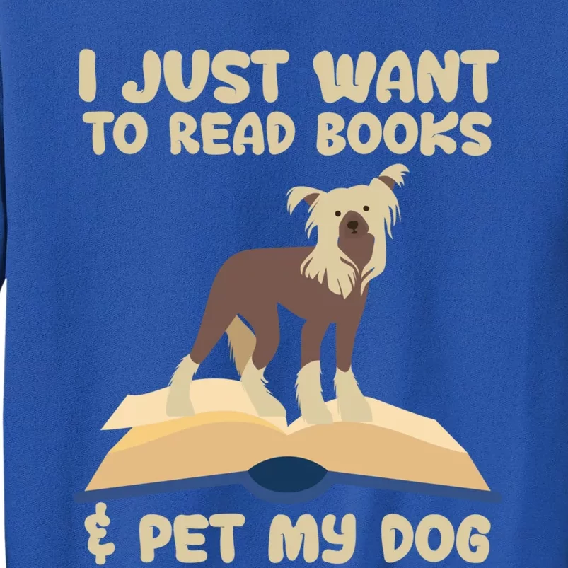 I Just Want To Read Books And Pet My Dog Book Lovers Funny Gift Sweatshirt