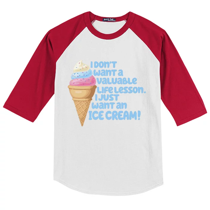 I Just Want An Ice Cream Kids Colorblock Raglan Jersey