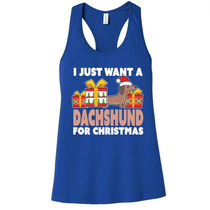 I Just Want A Dachshund For Christmas Dachshund Christmas Gift Women's Racerback Tank