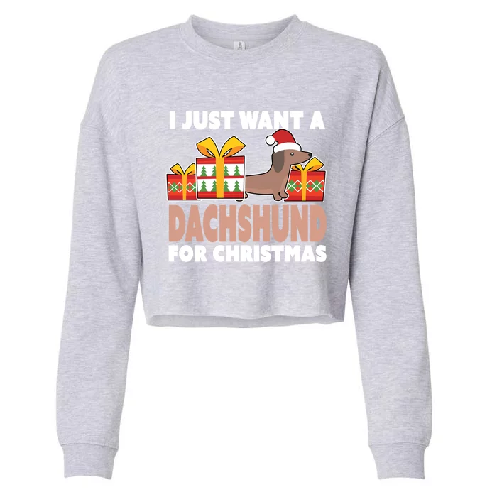 I Just Want A Dachshund For Christmas Dachshund Christmas Gift Cropped Pullover Crew