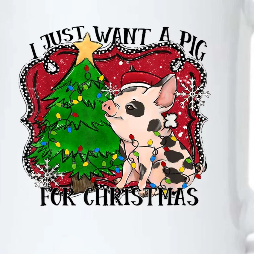 I Just Want A Pig For Christmas Holiday Tree Piglet Cute Gift Black Color Changing Mug