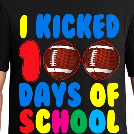 I Kicked 100 Days Of School Football Sports Player Gift Pajama Set