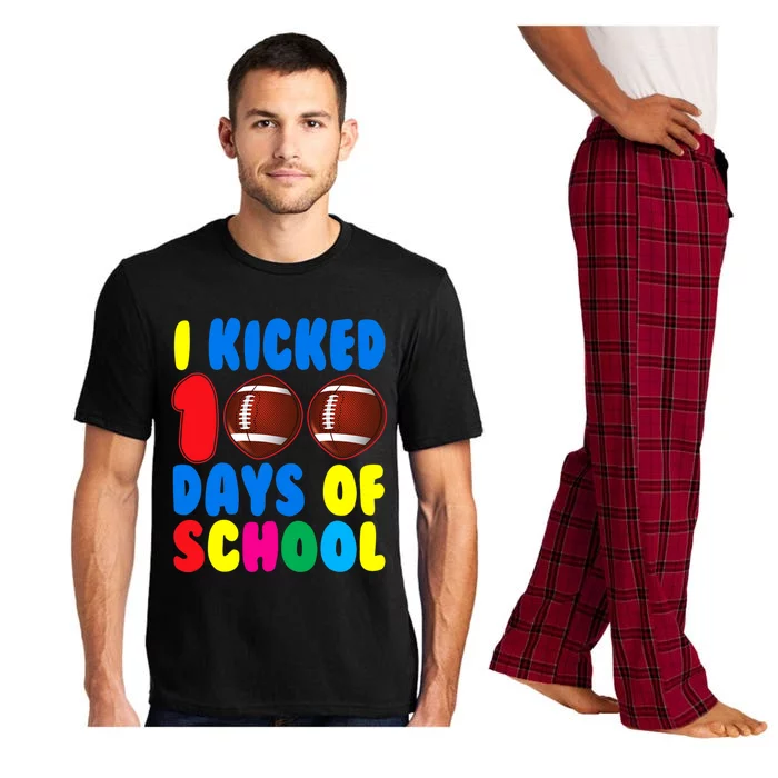 I Kicked 100 Days Of School Football Sports Player Gift Pajama Set