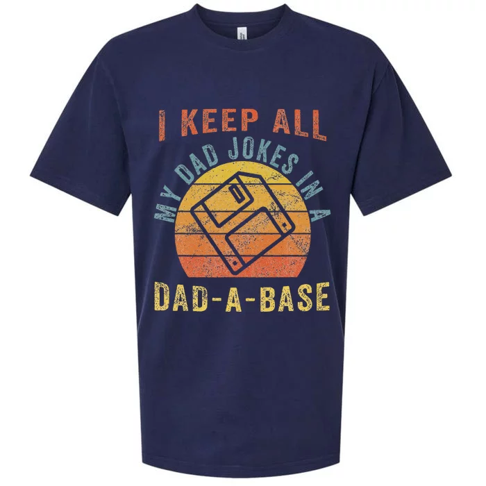 I Keep All My Dad Jokes In A DadABase Vintage Father Dad Sueded Cloud Jersey T-Shirt