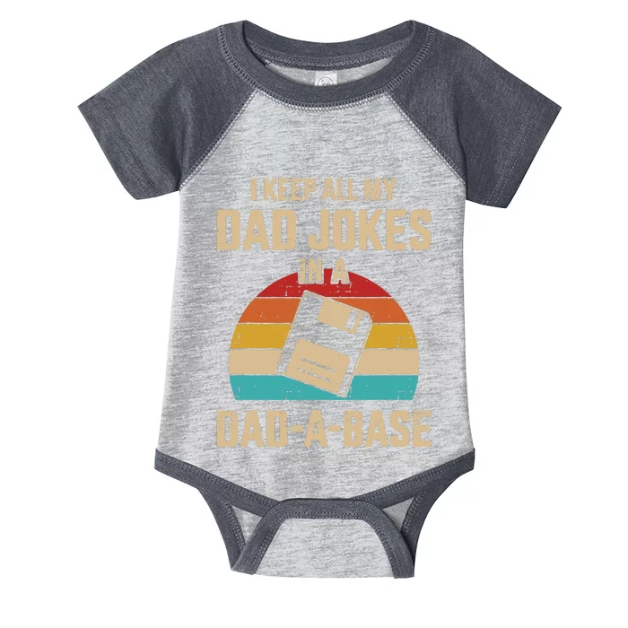 I Keep All My Dad Jokes In A Dad A Base Infant Baby Jersey Bodysuit