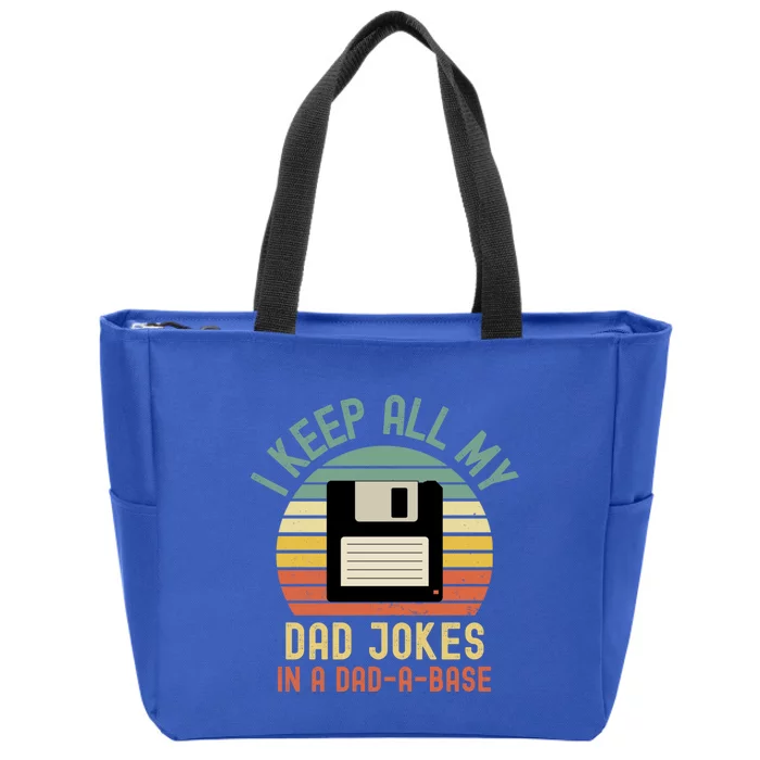 I Keep All My Dad Jokes In A Dadcute Giftacute Giftbase Vintage Father Dad Gift Zip Tote Bag