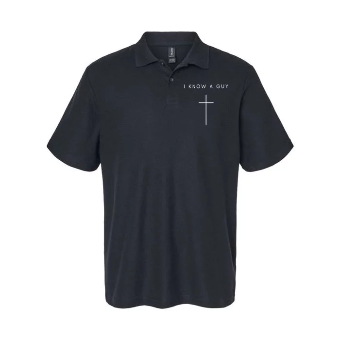 I Know A Guy Cross Minimalist Christian Religious Jesus Softstyle Adult Sport Polo