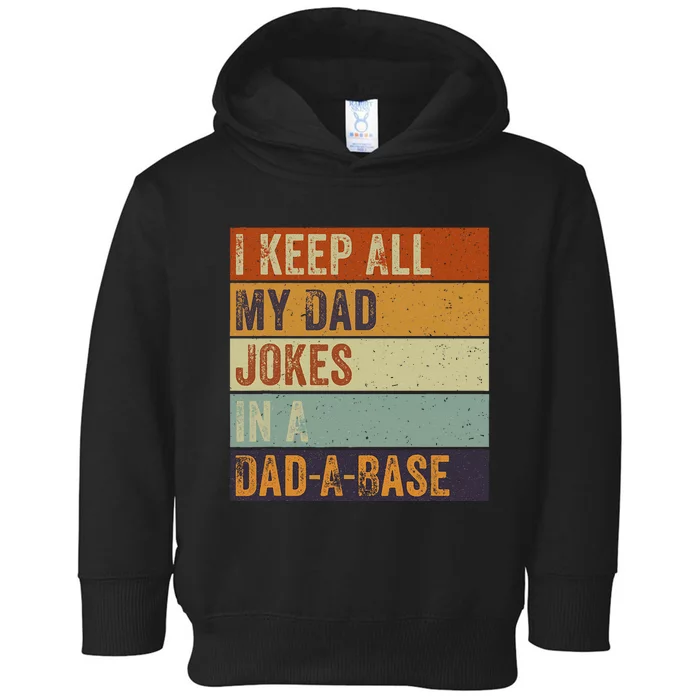 I Keep All My Dad Jokes In A Dadabase Vintage Father Dad Toddler Hoodie