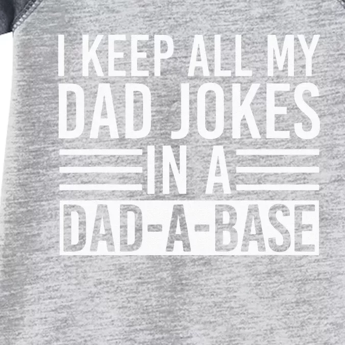 I Keep All My Dad Jokes In A Dad A Base Dad Jokes Infant Baby Jersey Bodysuit