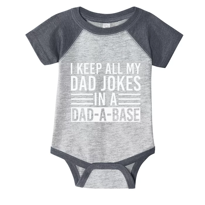 I Keep All My Dad Jokes In A Dad A Base Dad Jokes Infant Baby Jersey Bodysuit