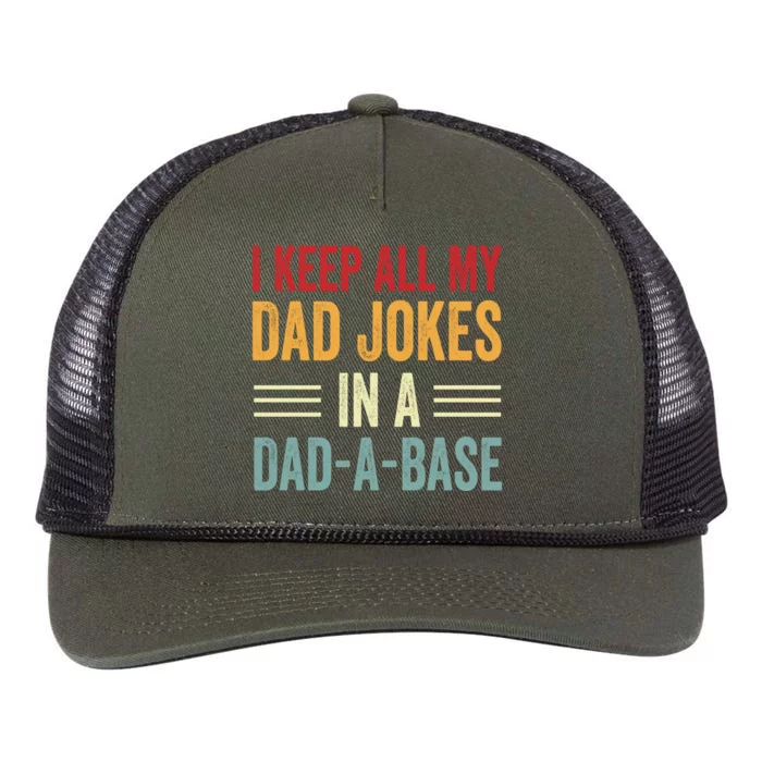 I Keep All My Dad Jokes In A Dad A Base Retro Rope Trucker Hat Cap