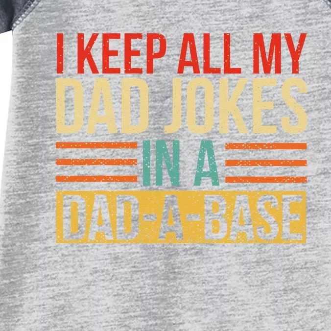 I Keep All My Dad Jokes In A DadABase Fathers Day Gift Infant Baby Jersey Bodysuit