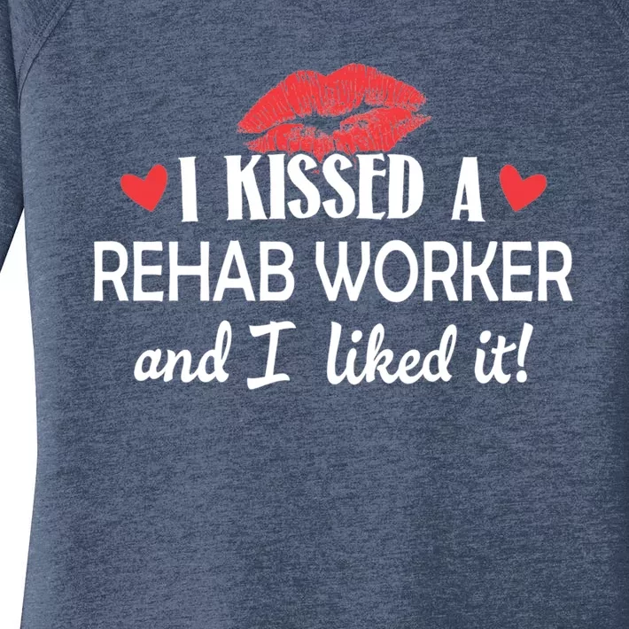 I Kissed A Rehab Worker Design Married Dating Anniversary Funny Gift Women's Perfect Tri Tunic Long Sleeve Shirt