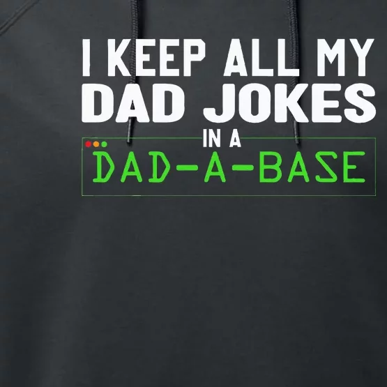 I Keep All My Dad Jokes In A Dad A Base Dad Sarcastic Funny Performance Fleece Hoodie