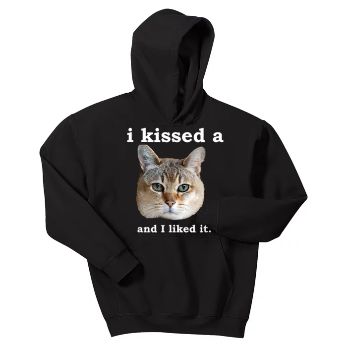 I Kissed A Cat And I Liked It Funny Novelty Design Kids Hoodie