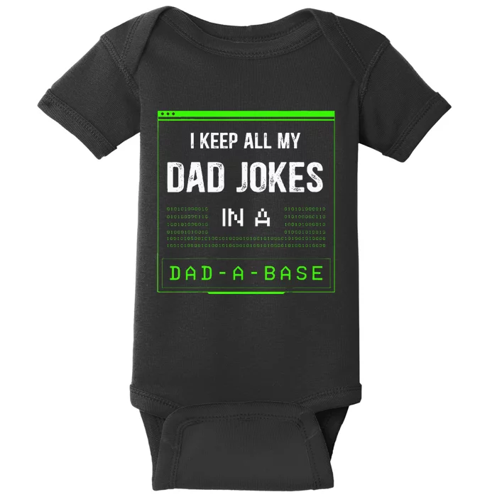 I Keep All My Dad Jokes In A DadABase Funny Father Saying Baby Bodysuit