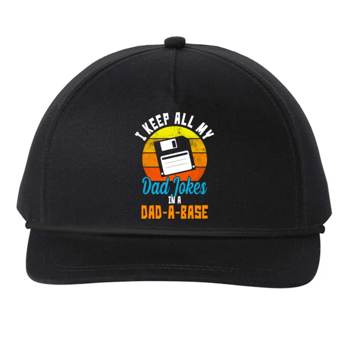 I Keep All My Dad Jokes In A Dad A Base Vintage Sunset Snapback Five-Panel Rope Hat