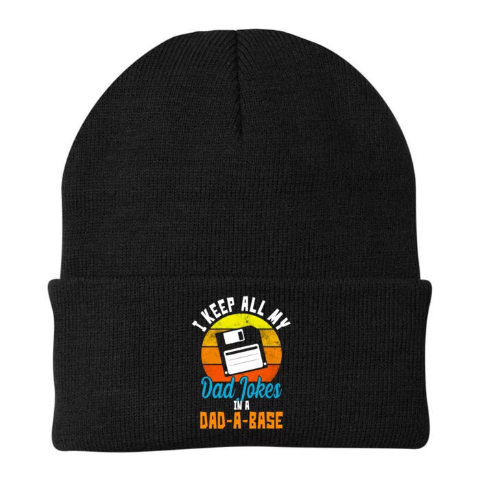 I Keep All My Dad Jokes In A Dad A Base Vintage Sunset Knit Cap Winter Beanie