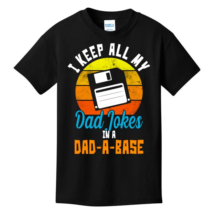 I Keep All My Dad Jokes In A Dad A Base Vintage Sunset Kids T-Shirt