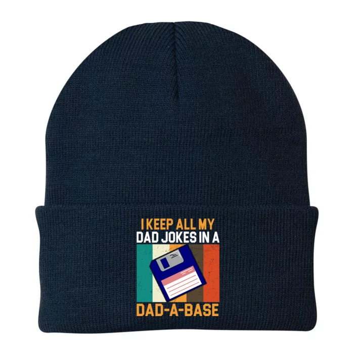 I Keep All My Dad Jokes In A Dad A Base Vintage Funny Knit Cap Winter Beanie