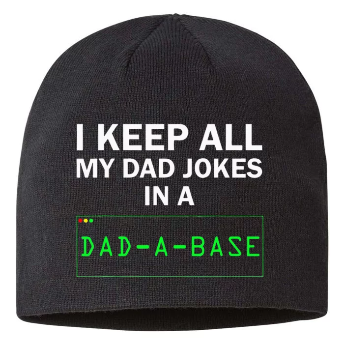 I Keep All My Dad Jokes In A Dad A Base Funny Dad Joke Gift 8 1/2in Sustainable Knit Beanie