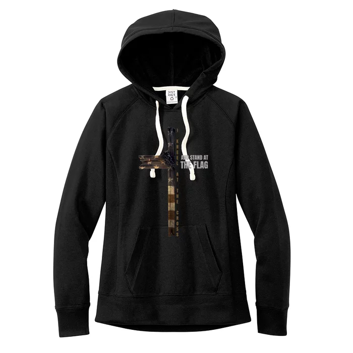 I Kneel At The Cross And Stand At The Flag Cute Gift Women's Fleece Hoodie