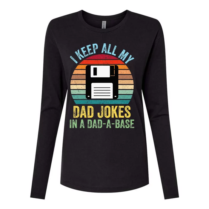 I Keep All My Dad Jokes In A DadABase Womens Cotton Relaxed Long Sleeve T-Shirt