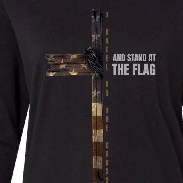 I Kneel At The Cross And Stand At The Flag Gift Womens Cotton Relaxed Long Sleeve T-Shirt