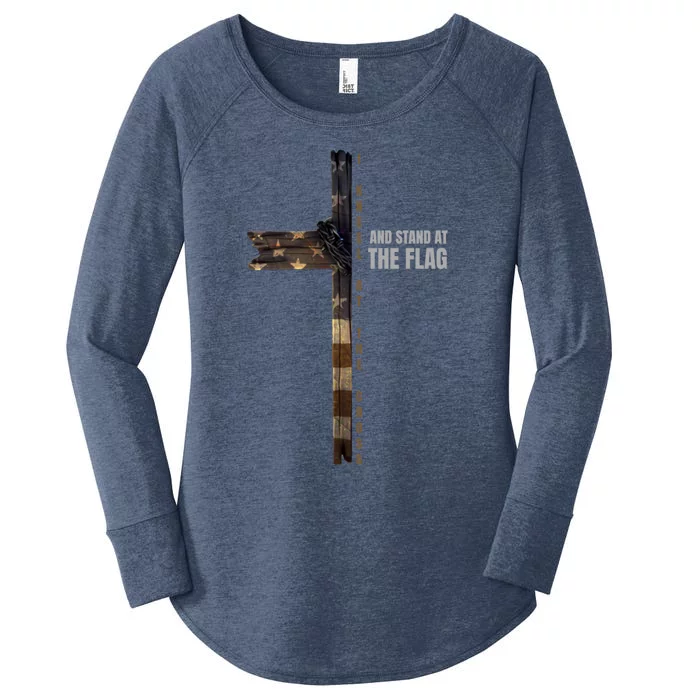 I Kneel At The Cross And Stand At The Flag Gift Women's Perfect Tri Tunic Long Sleeve Shirt