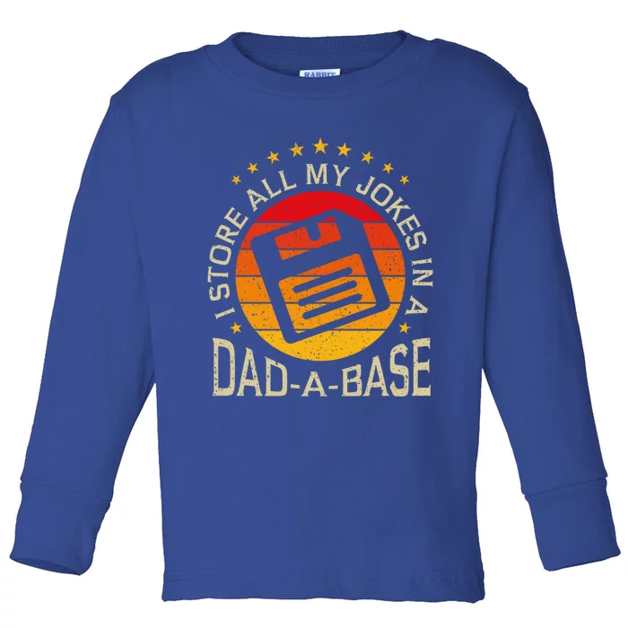 I Keep All My Dad Jokes In A Dadgiftagiftbase Gift Funny Dad Cute Gift Toddler Long Sleeve Shirt