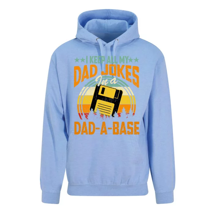 I Keep All My Dad Jokes In A Dad A Base Funny Father's Day Gift Unisex Surf Hoodie