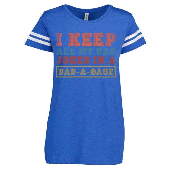 I Keep All My Dad Jokes In A Dad A Base Vintage Fathers Day Gift Enza Ladies Jersey Football T-Shirt