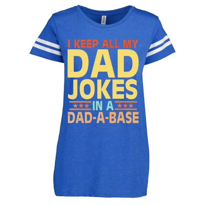 I Keep All My Dad Jokes In A Dad A Base Dad Jokes Vintage Enza Ladies Jersey Football T-Shirt