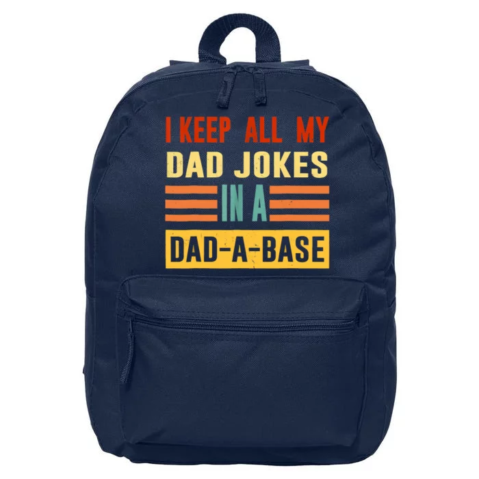 I Keep All My Dad Jokes In A DadABase Vintage Fathers Day 16 in Basic Backpack