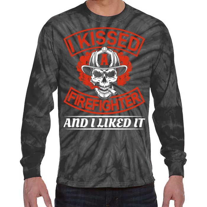 I Kissed A Firefighter And I Like It Tie-Dye Long Sleeve Shirt