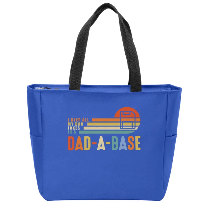 I Keep All My Dad Jokes In A Dadcute Giftacute Giftbase Father's Day Retro Gift Zip Tote Bag