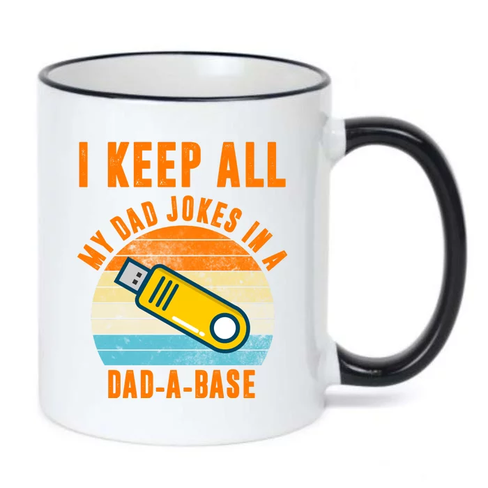 I Keep All My Dad Jokes In A Dad A Base Retro Sunset Black Color Changing Mug