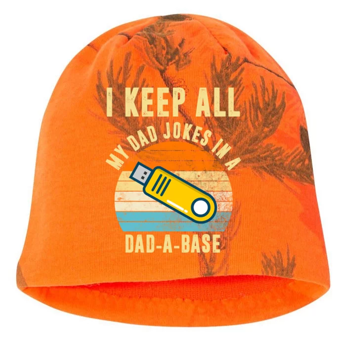 I Keep All My Dad Jokes In A Dad A Base Retro Sunset Kati - Camo Knit Beanie