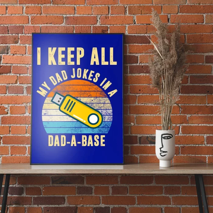 I Keep All My Dad Jokes In A Dad A Base Retro Sunset Poster