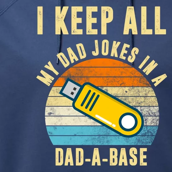 I Keep All My Dad Jokes In A Dad A Base Retro Sunset Performance Fleece Hoodie