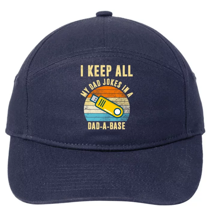 I Keep All My Dad Jokes In A Dad A Base Retro Sunset 7-Panel Snapback Hat