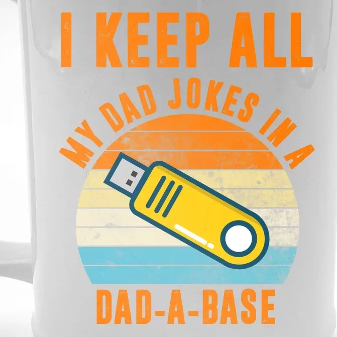 I Keep All My Dad Jokes In A Dad A Base Retro Sunset Front & Back Beer Stein